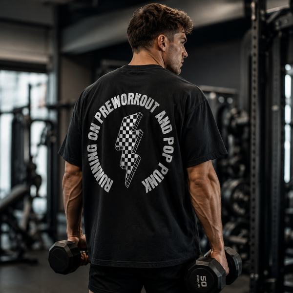 Preworkout and Pop Punk - A Checkered Bolt Study in Attitude - mockup