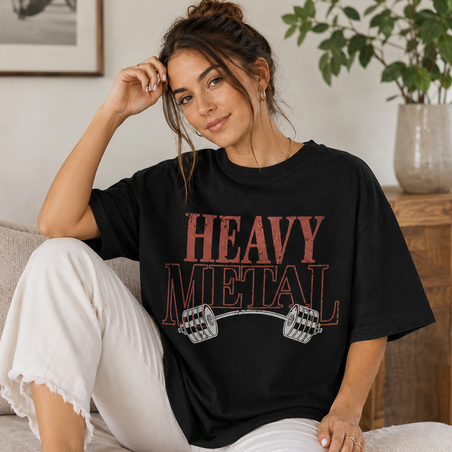 Heavy Metal - Barbell Graphic With Quiet Gym Attitude - mockup