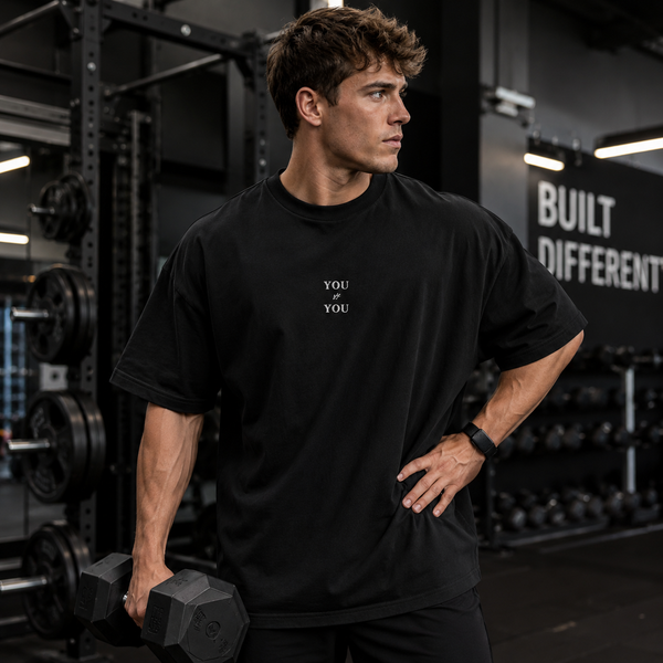 You vs You - Quiet Chest Mark on Oversized Black - mockup