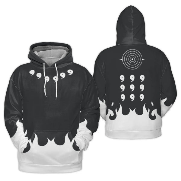 Anime Sage Mode Hoodie | Six Paths Magatama Flame Print | Premium Brushed Fleece Pullover | Unisex Gift for Manga Fans