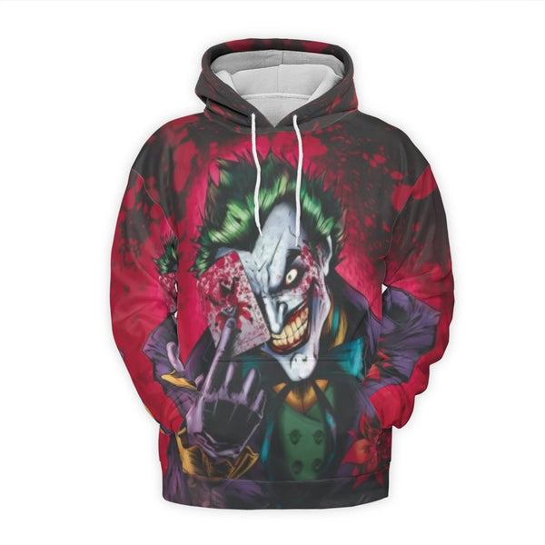 Villain Graphic 3D Hoodie | Edgy Joker Playing Card Design | Premium Brushed Fleece Lining | Unisex Streetwear Gift for Comic