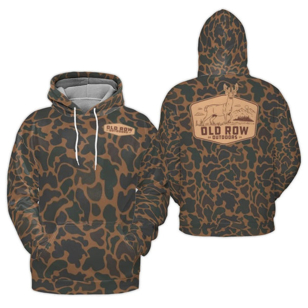 Camo Deer Hunting Hoodie | All-Over Print Outdoors Graphic | Premium Brushed Fleece Pullover | Unisex Wildlife Gift for Hunte