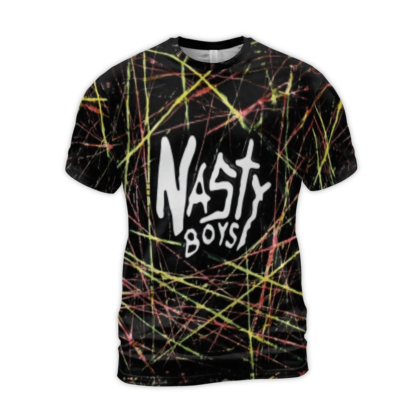Nasty Boys Graffiti T-Shirt | Abstract Neon Line Art Print | Premium Polyester Blend | Edgy Urban Streetwear for Men and Wome