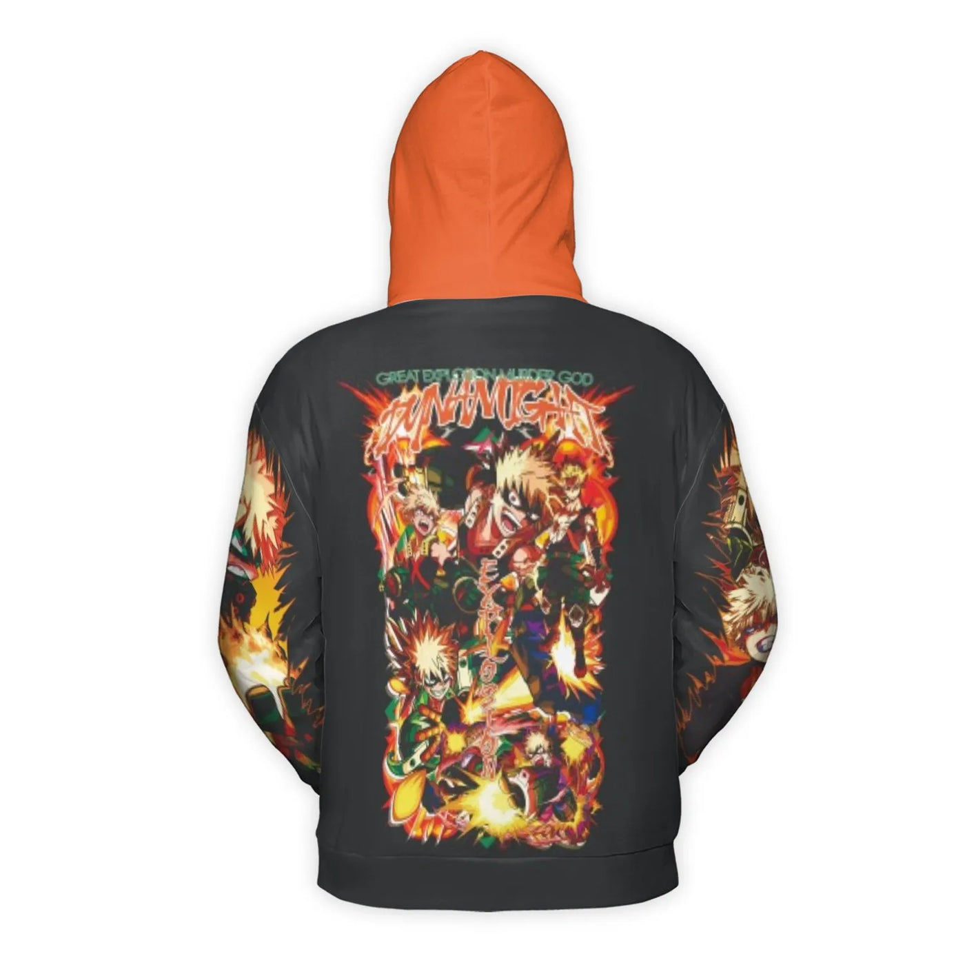 Anime Character Graphic Hoodie | Katsuki Bakugo Dynamight Print | Premium Polyester Fleece | Unisex Streetwear Gift for Fans