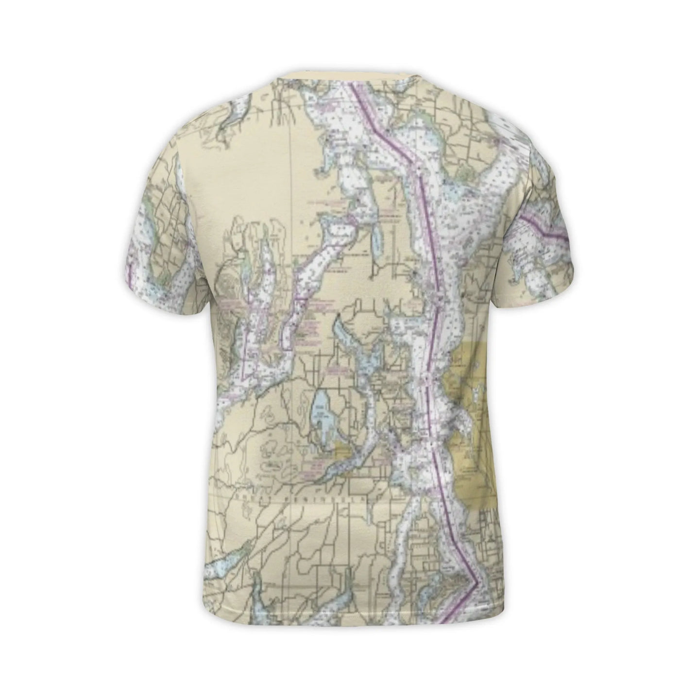 Nautical Chart T-Shirt | Vintage Maritime Map All-Over Print | Premium Poly-Spandex Jersey | Gift For Sailors And Ocean Lover