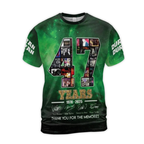 Duran Duran 47th Anniversary 3D Graphic T-Shirt | 1978-2025 Tour Commemorative Print | Premium Polyester Blend | Band Fan Gif