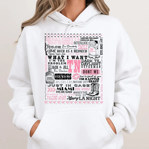 Country Music Song Lyrics Hoodie | Western Aesthetic Typography Design | Premium Soft Cotton Blend | Gift for Country Concert