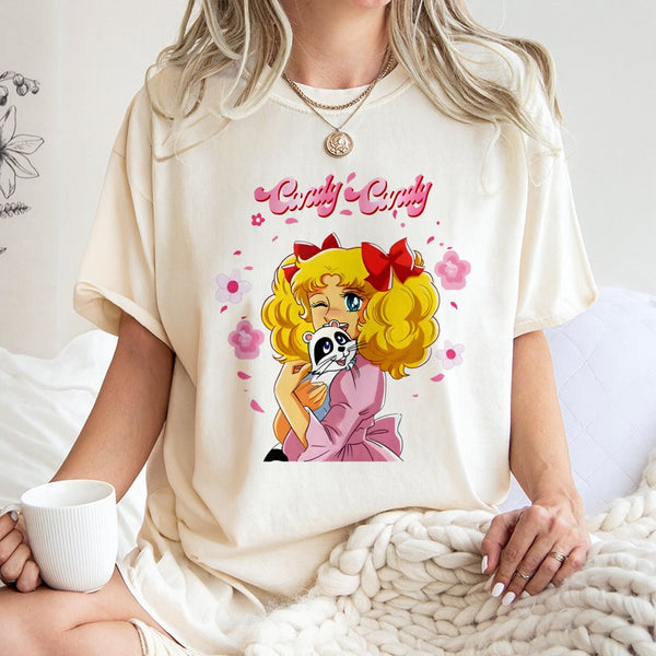 Candy Candy Anime Graphic T-Shirt | 90s Retro Shojo Manga Illustration | Premium 100% Cotton Tee | Nostalgic Gift For Anime L