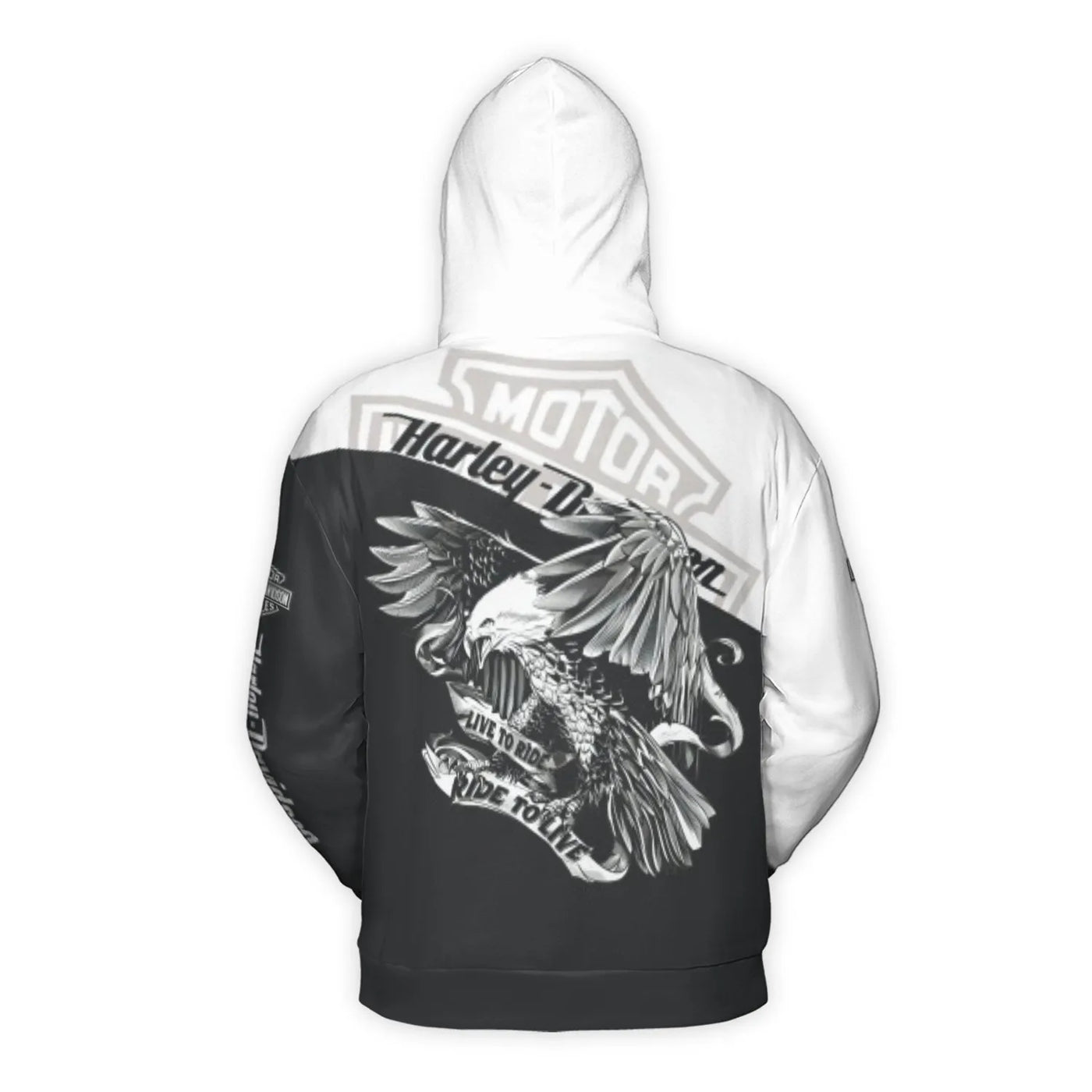 Motorcycle Eagle 3D Hoodie | Live To Ride Graphic Pullover | Premium All-Over Print Fleece | Biker Gift For Men And Women