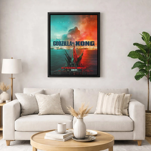 Godzilla vs Kong Movie Poster | Cinematic Monster Battle Art | Premium Gallery Canvas | Wall Decor Gift for Sci-Fi Fans