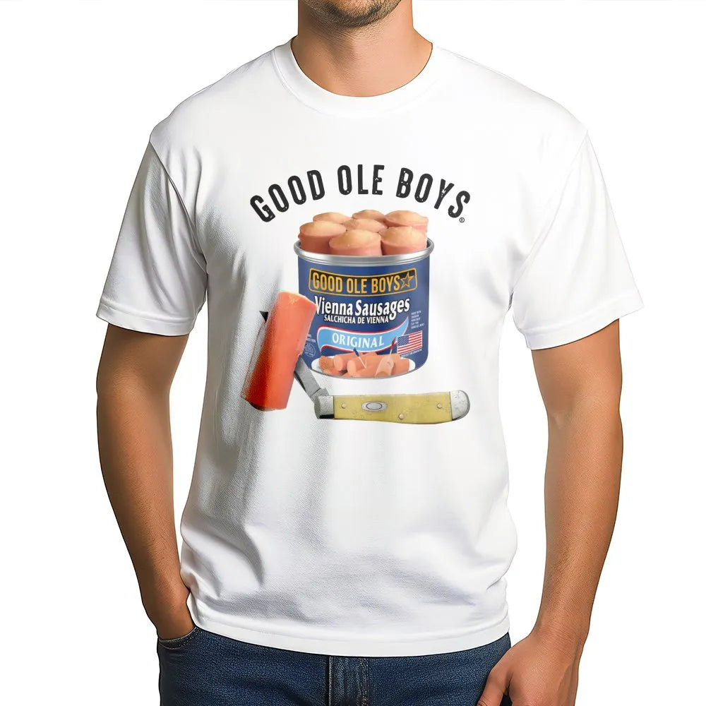 Vienna Sausage T-Shirt | Funny Retro Country Food Graphic | Premium Soft Cotton Tee | Gift for Southern BBQ and Cookout Fans