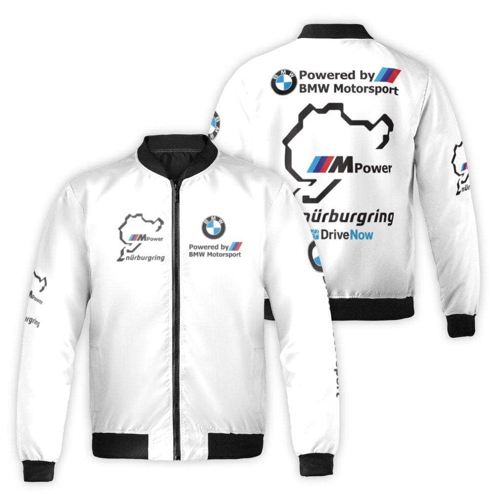 Motorsport Racing Bomber Jacket | Nürburgring Circuit Graphic Design | Durable Nylon Shell | Performance Car Enthusiast Gift