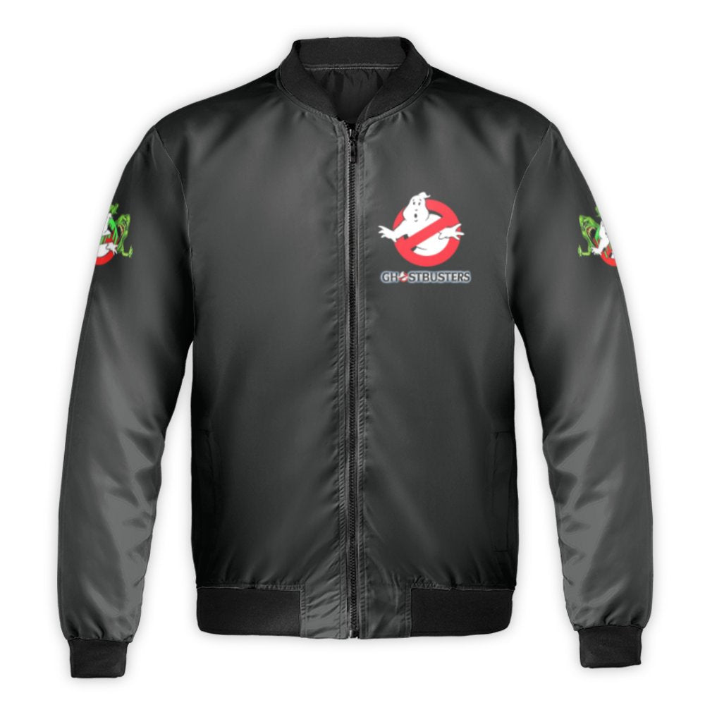 Ghostbusters Bomber Jacket | 80s Movie Graphic Print | Nylon Windbreaker | Unisex Retro Fan Gift