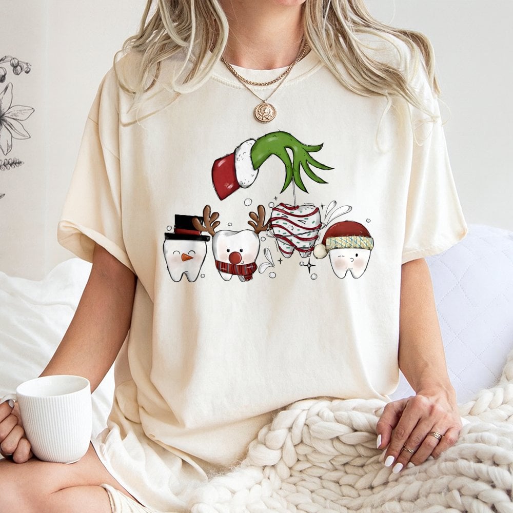 Dentist Christmas T-Shirt | Funny Holiday Tooth Design | Soft Premium Cotton Tee | Dental Hygienist Gift for Him or Her