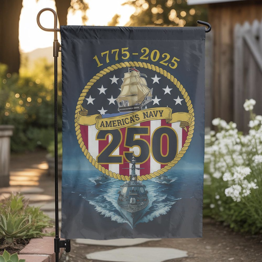 US Navy 250th Anniversary Garden Flag | 1775-2025 Military Commemorative | Premium Fade-Resistant Polyester | Patriotic Gift 