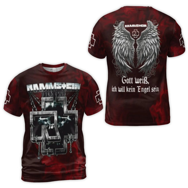 Rammstein Band T-Shirt | Gott Weiß Ich Will Kein Engel Sein Graphic Print | Premium Polyester Blend | Music Fan Apparel Gift