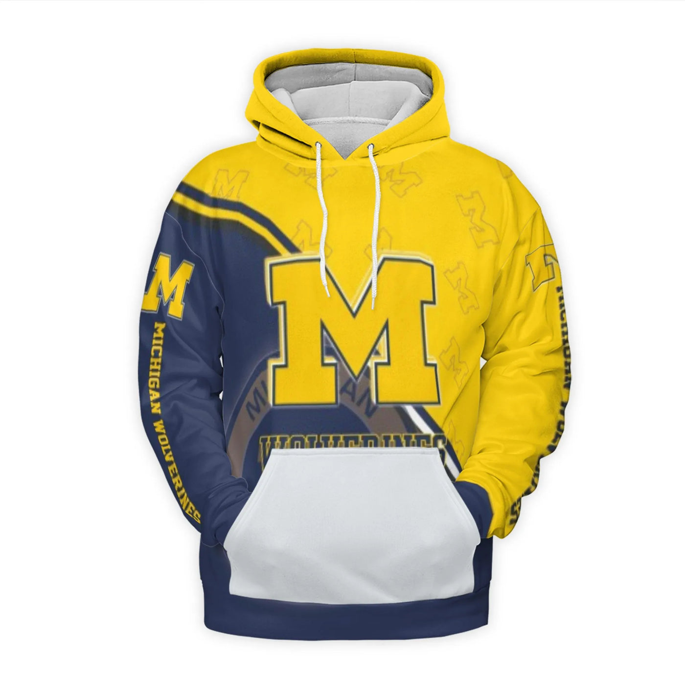 Michigan Wolverines Hoodie | Go Blue 3D Graphic Pullover | Premium Brushed Fleece Knit | Unisex Sports Fan Gift for Adults