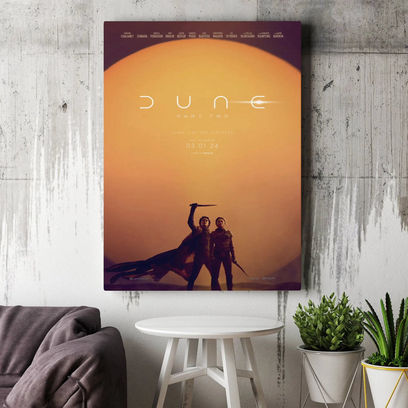 Dune Part Two Movie Canvas Print | Long Live The Fighters Poster | 1.25-Inch Gallery Wrap | Premium Sci-Fi Wall Art for Colle
