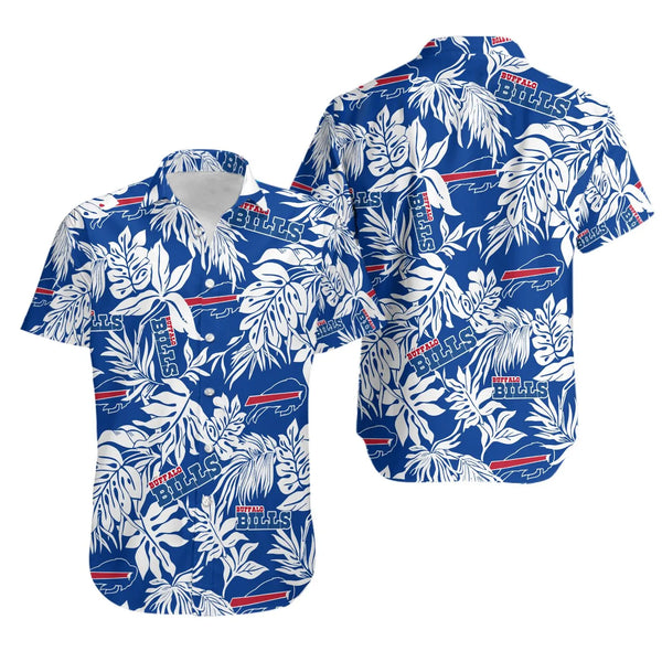 Buffalo Football Hawaiian Shirt | Tropical Monstera Floral Print | Lightweight Summer Button Down | NFL Team Fan Apparel Gift