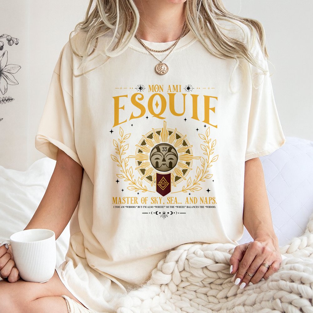 Esquie Graphic T-Shirt | Master of Sky Sea and Naps Fantasy Art | Premium Soft Cotton | Gaming Gift for RPG Fans