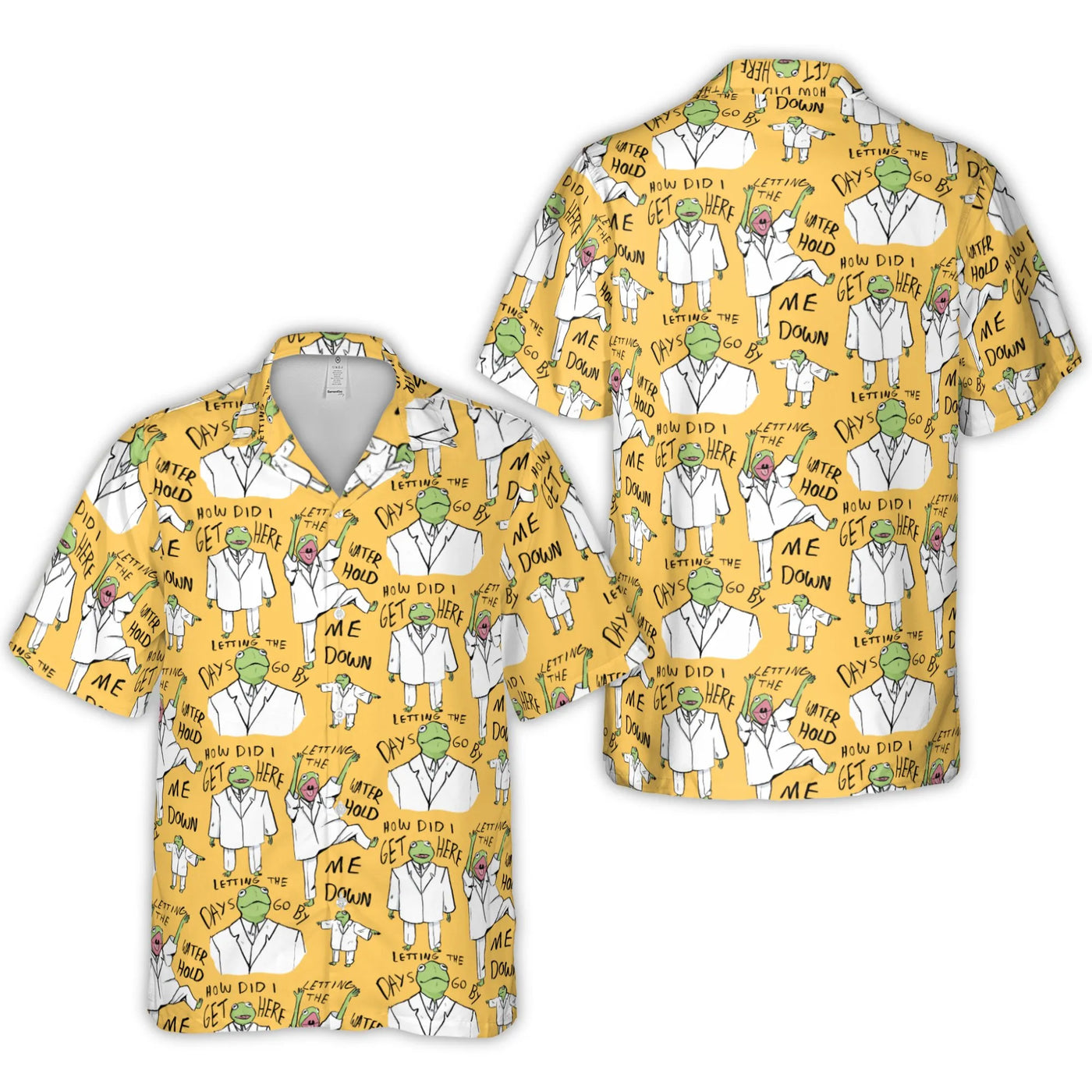 Once in a Lifetime Hawaiian Shirt | David Byrne Frog All Over Print | Premium Woven Polyester | Gift for Talking Heads Fan