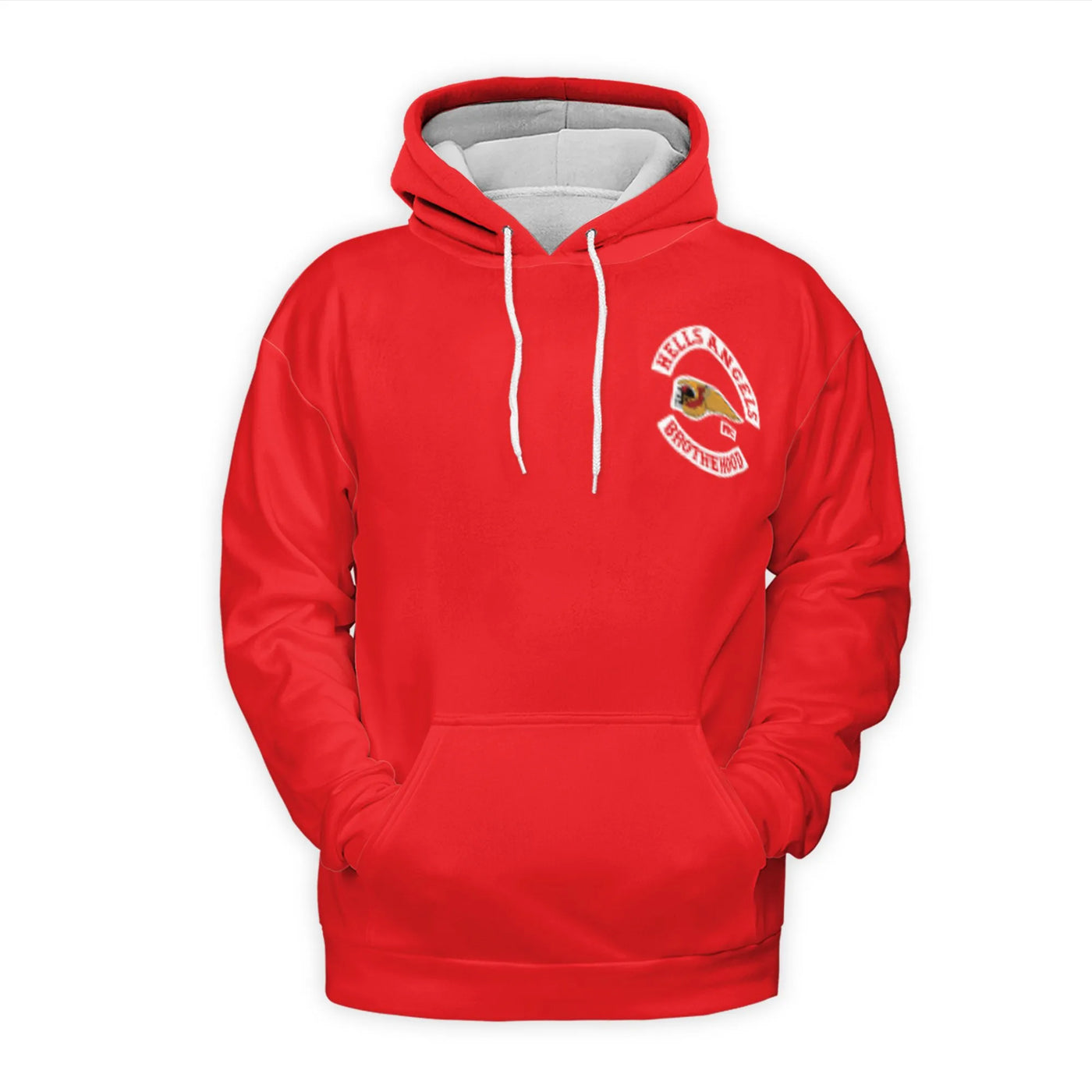 Biker Graphic Hoodie | Red Death Head Wings Logo | Premium Polyester Fleece | Unisex Casual Pullover Gift