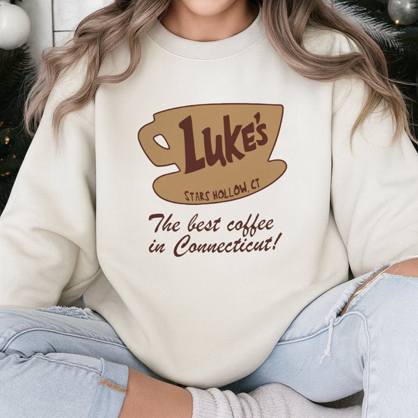 Luke's Diner Coffee Sweatshirt | Stars Hollow Graphic Print | Premium Cotton Blend | Gilmore Girls Fan Gift & TV Show Lover A