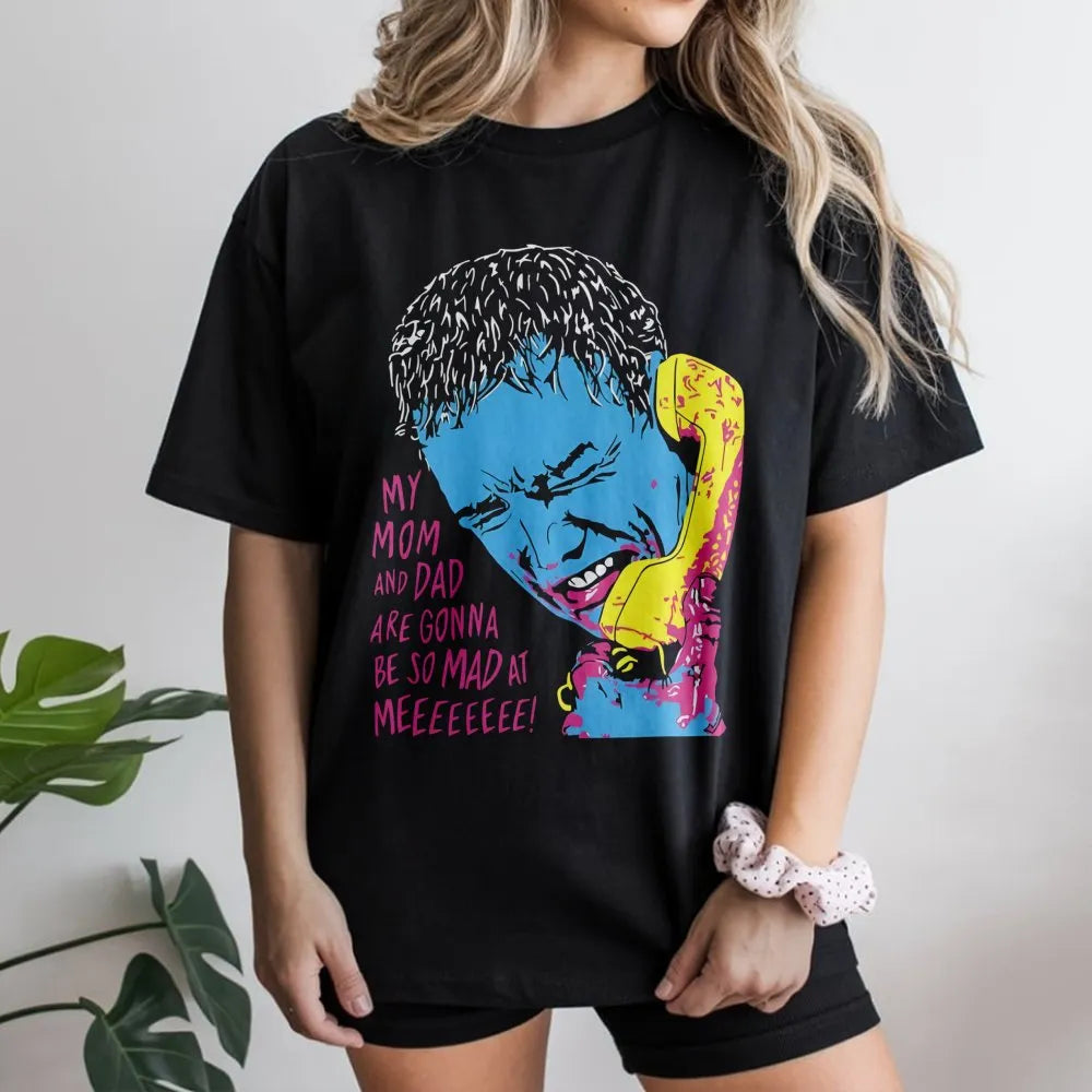 My Mom And Dad Are Gonna Be So Mad At Me T-Shirt | Retro Pop Art Graphic Tee | 100% Premium Cotton | Funny Sarcastic Quote Gi