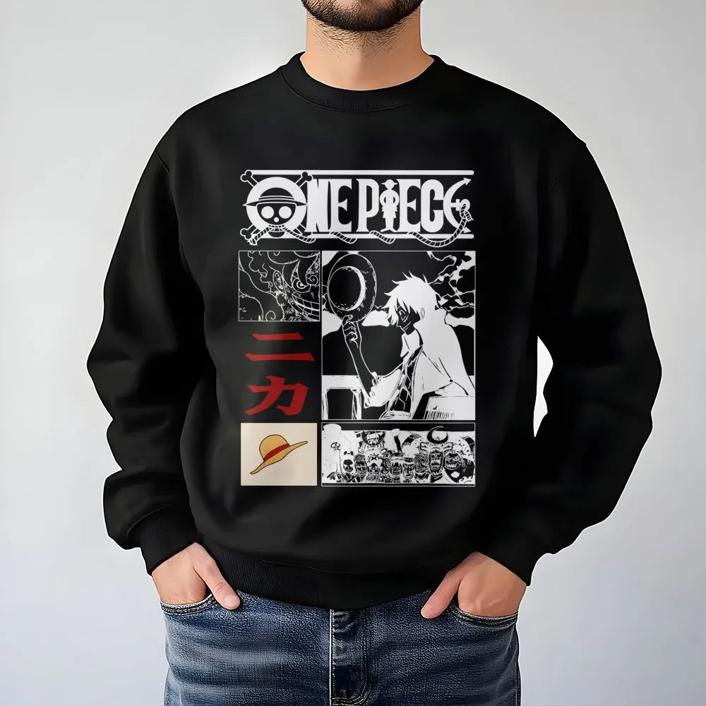 One Piece Anime Sweatshirt | Luffy Gear 5 Nika Graphic Print | Cotton Polyester Blend | Unisex Fan Gift & Streetwear