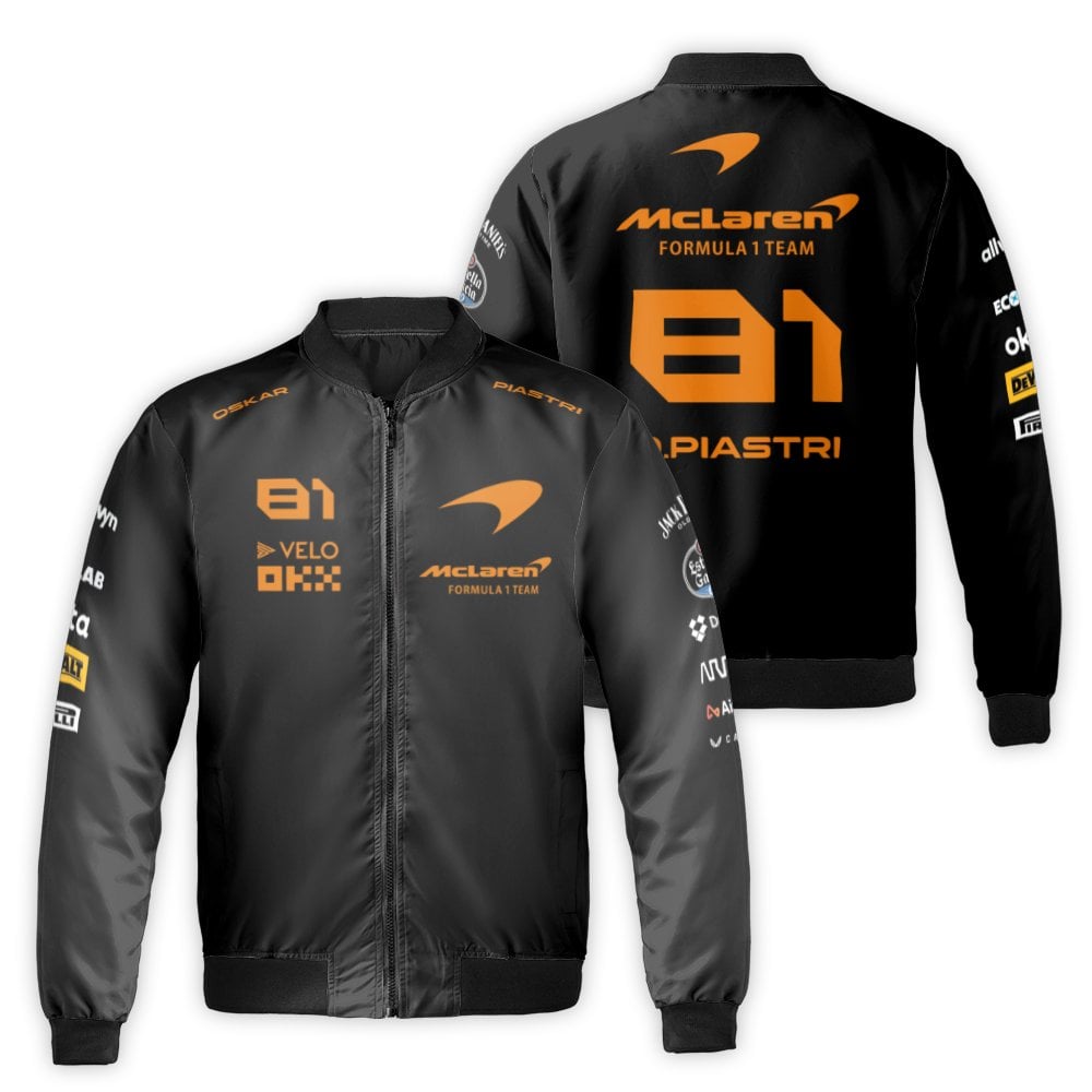 Oscar Piastri F1 Bomber Jacket | McLaren Racing Motorsport Windproof Coat | Premium Nylon Formula 1 Fan Apparel | Unisex Team
