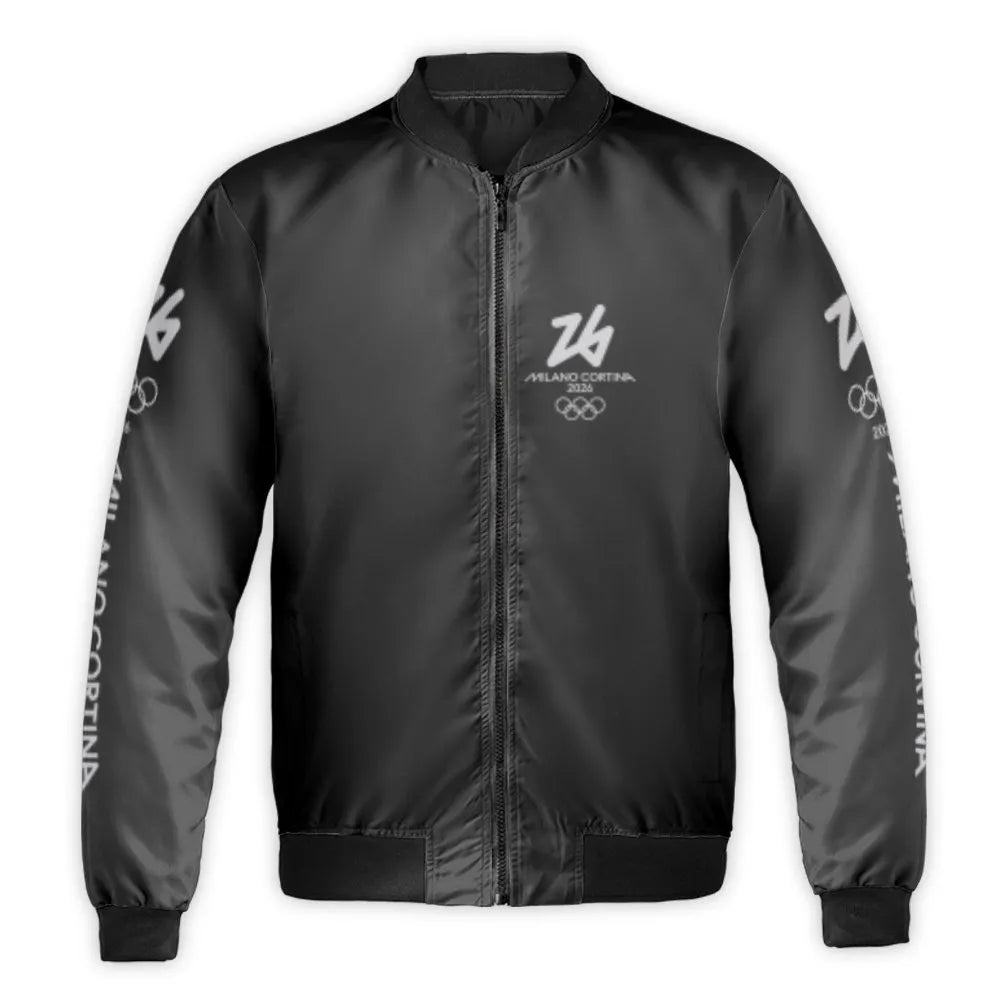Milano Cortina 2026 Bomber Jacket | Olympic Winter Games Sports Souvenir | Durable Nylon Quilted Outerwear | Unisex Premium C