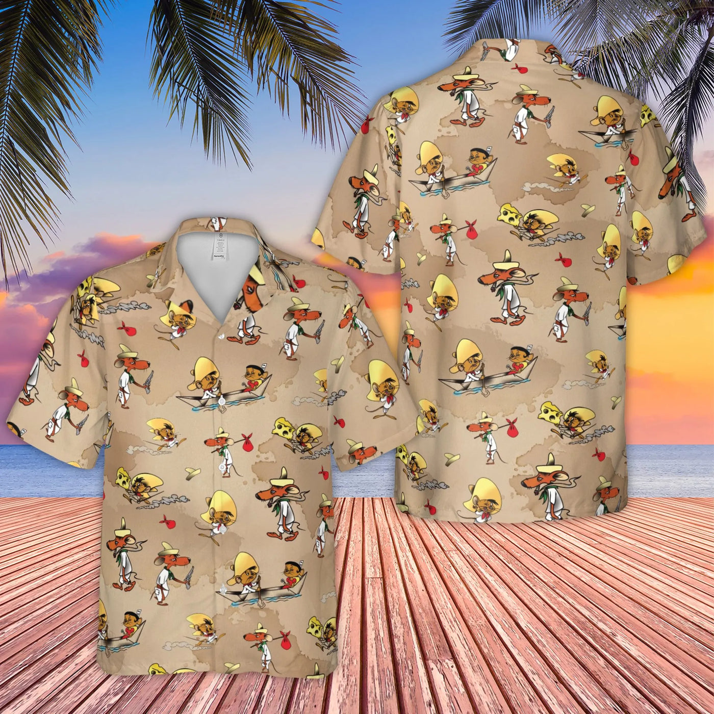 Speedy Gonzales Hawaiian Shirt | Retro Cartoon Pattern | Breathable Polyester | Men's Casual Beach Wear Gift