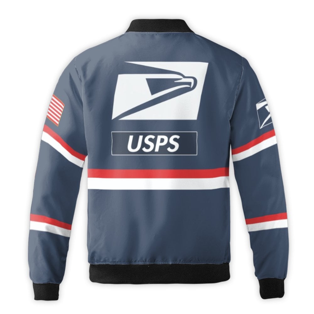USPS Bomber Jacket | United States Postal Service Logo Graphic | Durable Nylon Outer Shell | Style Apparel Gift