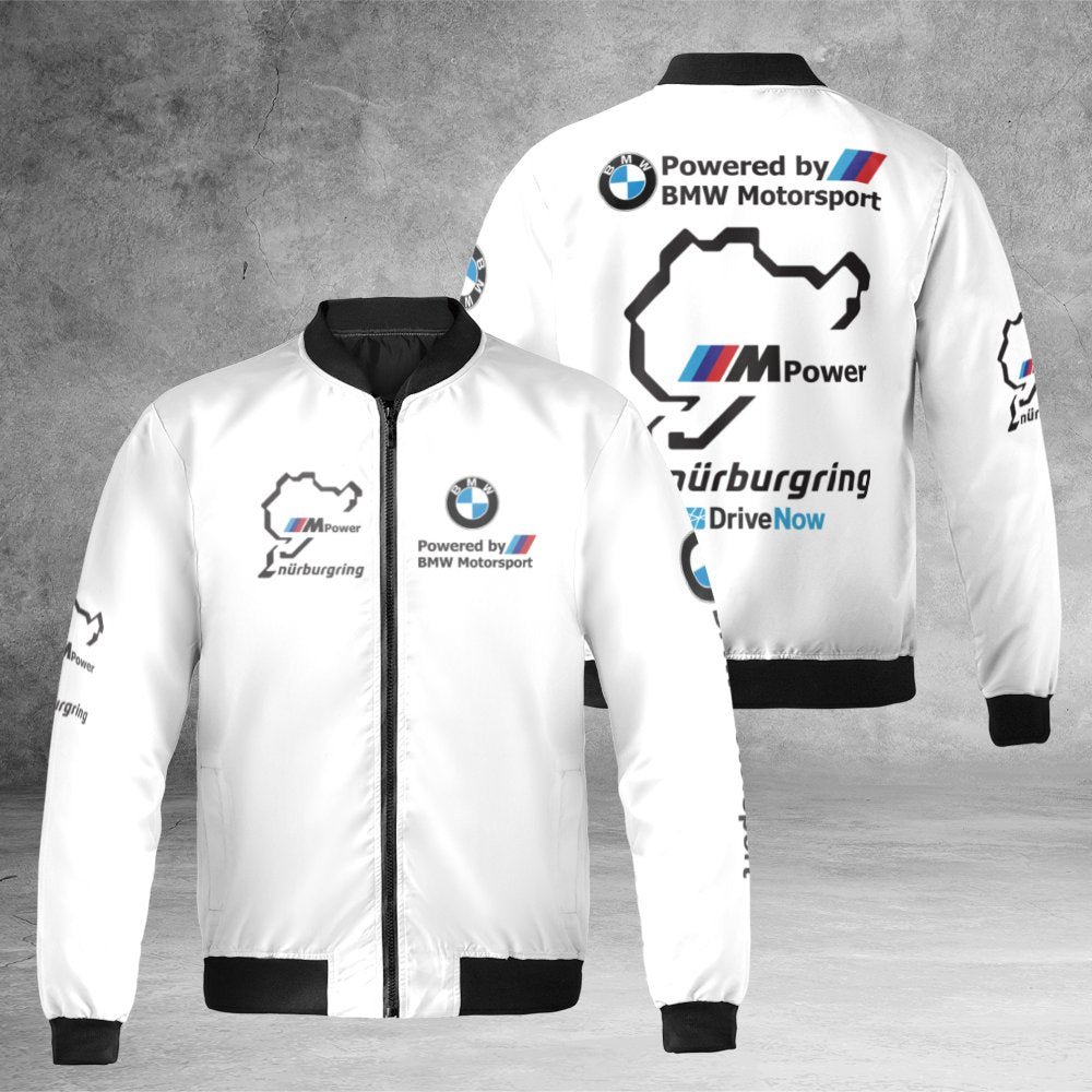 Motorsport Racing Bomber Jacket | Nürburgring Circuit Graphic Design | Durable Nylon Shell | Performance Car Enthusiast Gift