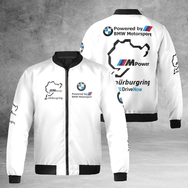 Motorsport Racing Bomber Jacket | Nürburgring Circuit Graphic Design | Durable Nylon Shell | Performance Car Enthusiast Gift