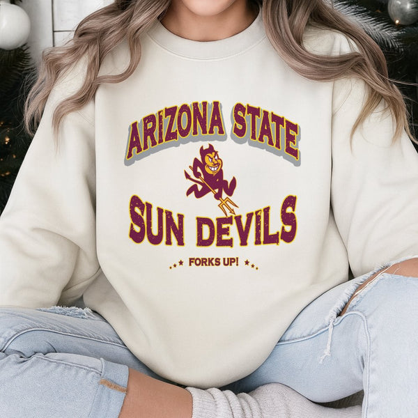Arizona State Sun Devils Sweatshirt | Retro Sparky Mascot Design | Premium Cotton Blend | Gift for ASU Students Alumni and Fa