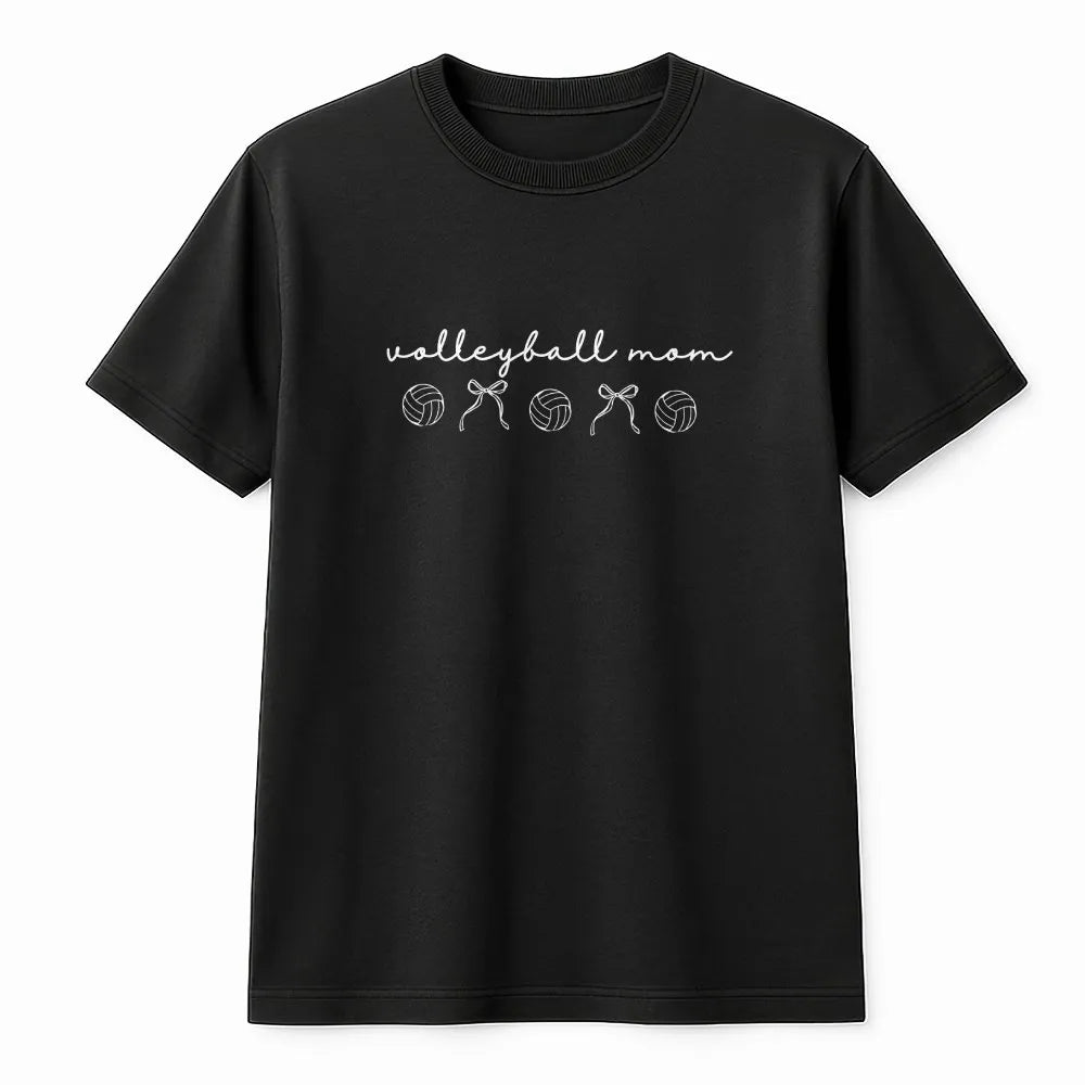 Volleyball Mom T-Shirt | Cute Volleyball Bow Graphic Sweatshirt | Soft Cotton Blend | Gift for Sports Mom