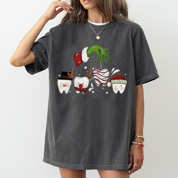 Dentist Christmas T-Shirt | Funny Holiday Tooth Design | Soft Premium Cotton Tee | Dental Hygienist Gift for Him or Her