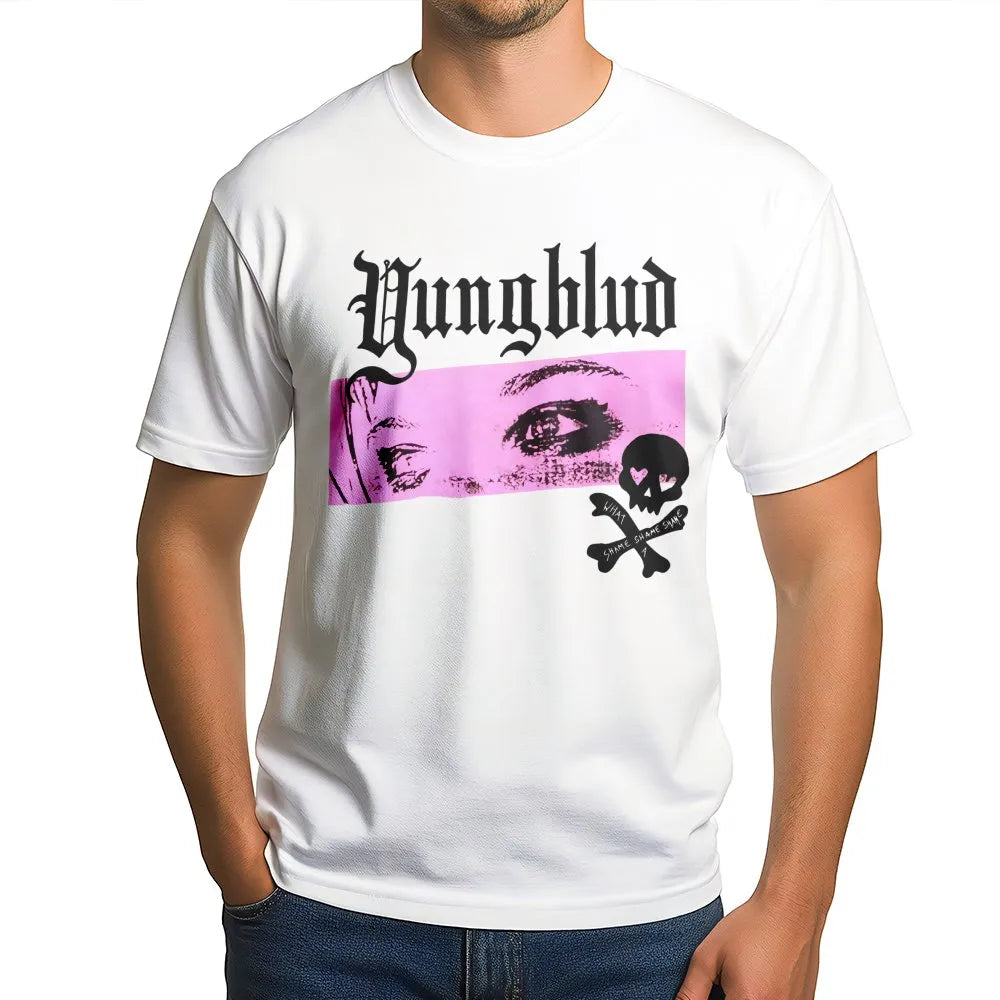 Yungblud Aesthetic Graphic T-Shirt | Gothic Skull & Pink Eyes Print | Premium Soft Cotton Tee | Alternative Rock Band Merch G