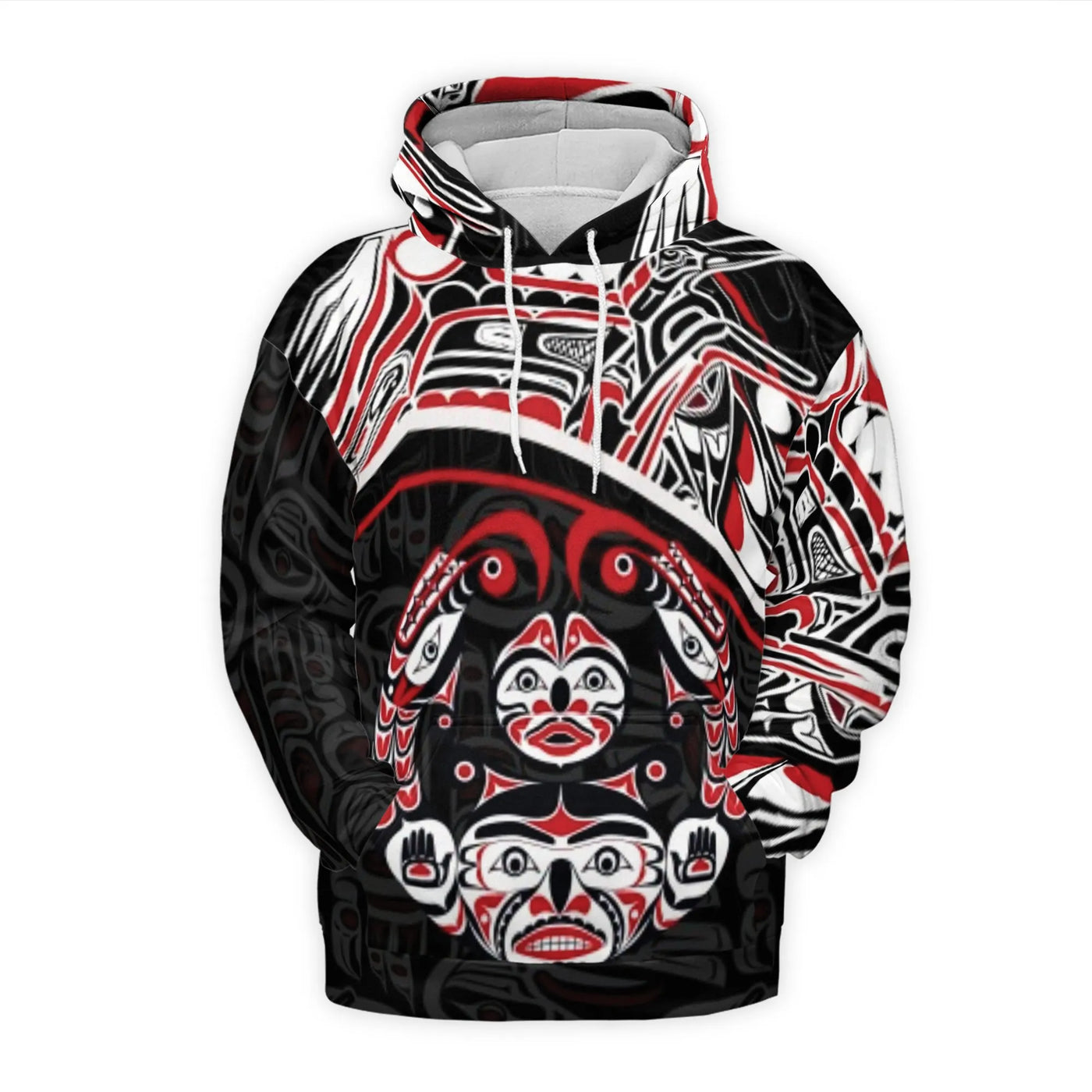 Pacific Northwest Native Art 3D Hoodie | Tribal Totem Graphic Print | Premium Brushed Fleece Pullover | Unisex Cultural Herit