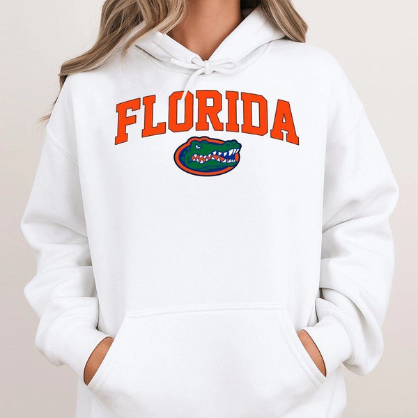 Florida University Gators Hoodie | Arch Text Graphic Sweatshirt | Premium Cotton Blend | College Spirit Fan Apparel Gift