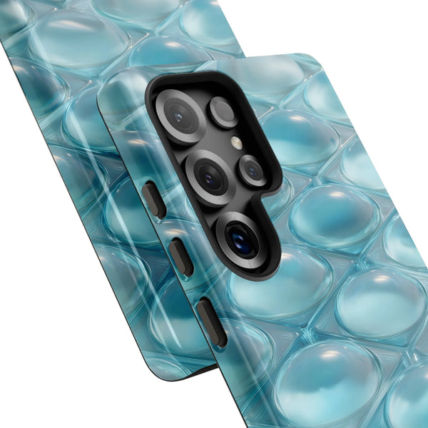 Blue Bubble Fidget Phone Case | Textured 3D Sensory Abstract Pattern | Dual-Layer Polycarbonate Protection | Durable Samsung 