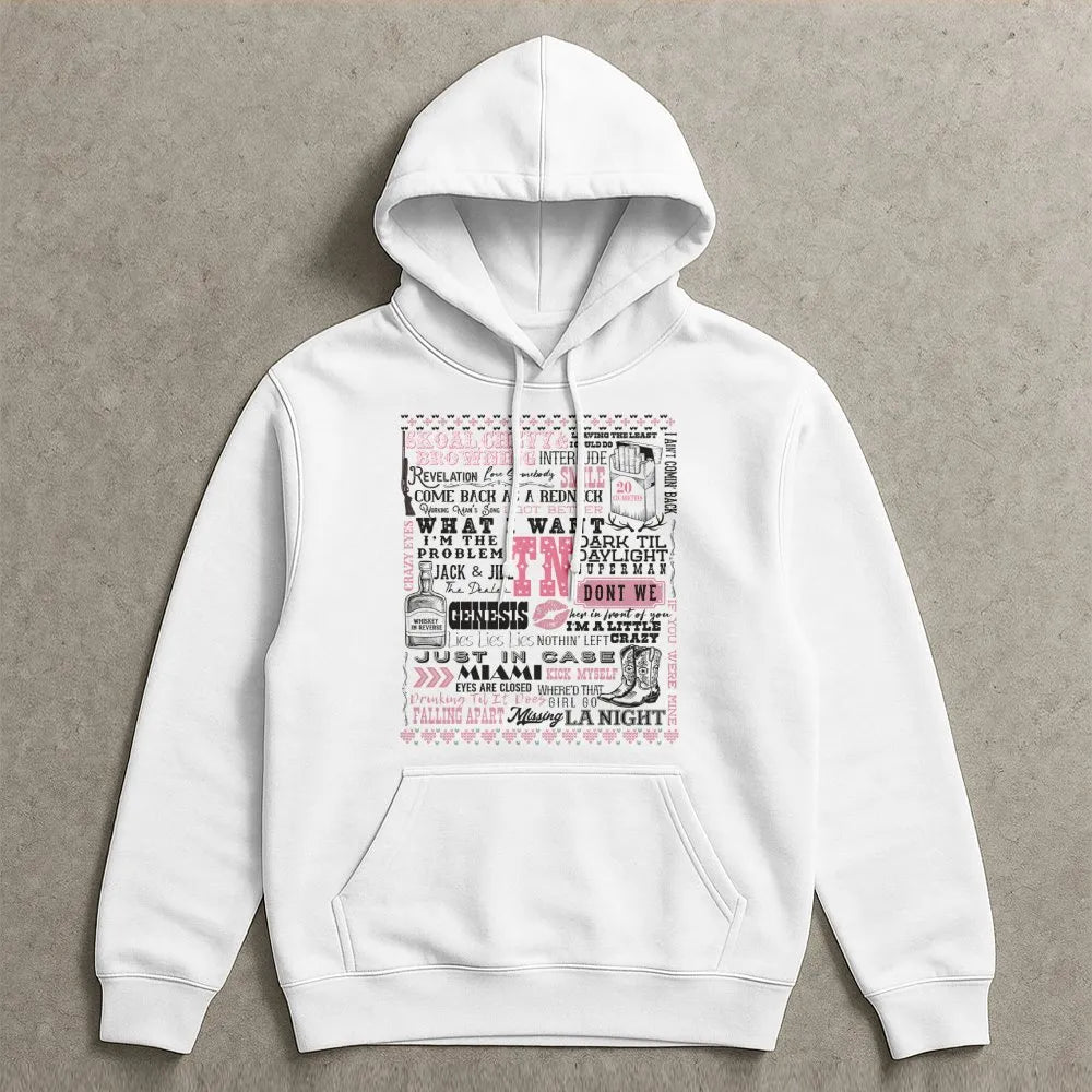 Country Music Song Lyrics Hoodie | Western Aesthetic Typography Design | Premium Soft Cotton Blend | Gift for Country Concert