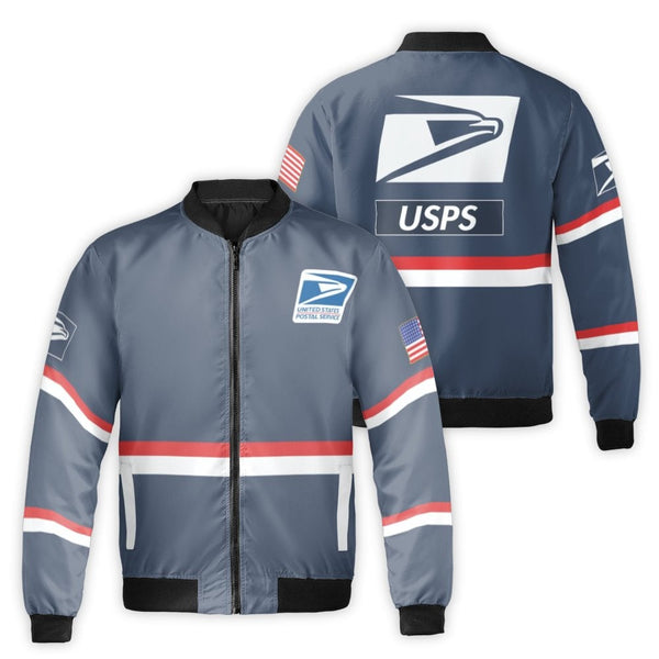 USPS Bomber Jacket | United States Postal Service Logo Graphic | Durable Nylon Outer Shell | Style Apparel Gift
