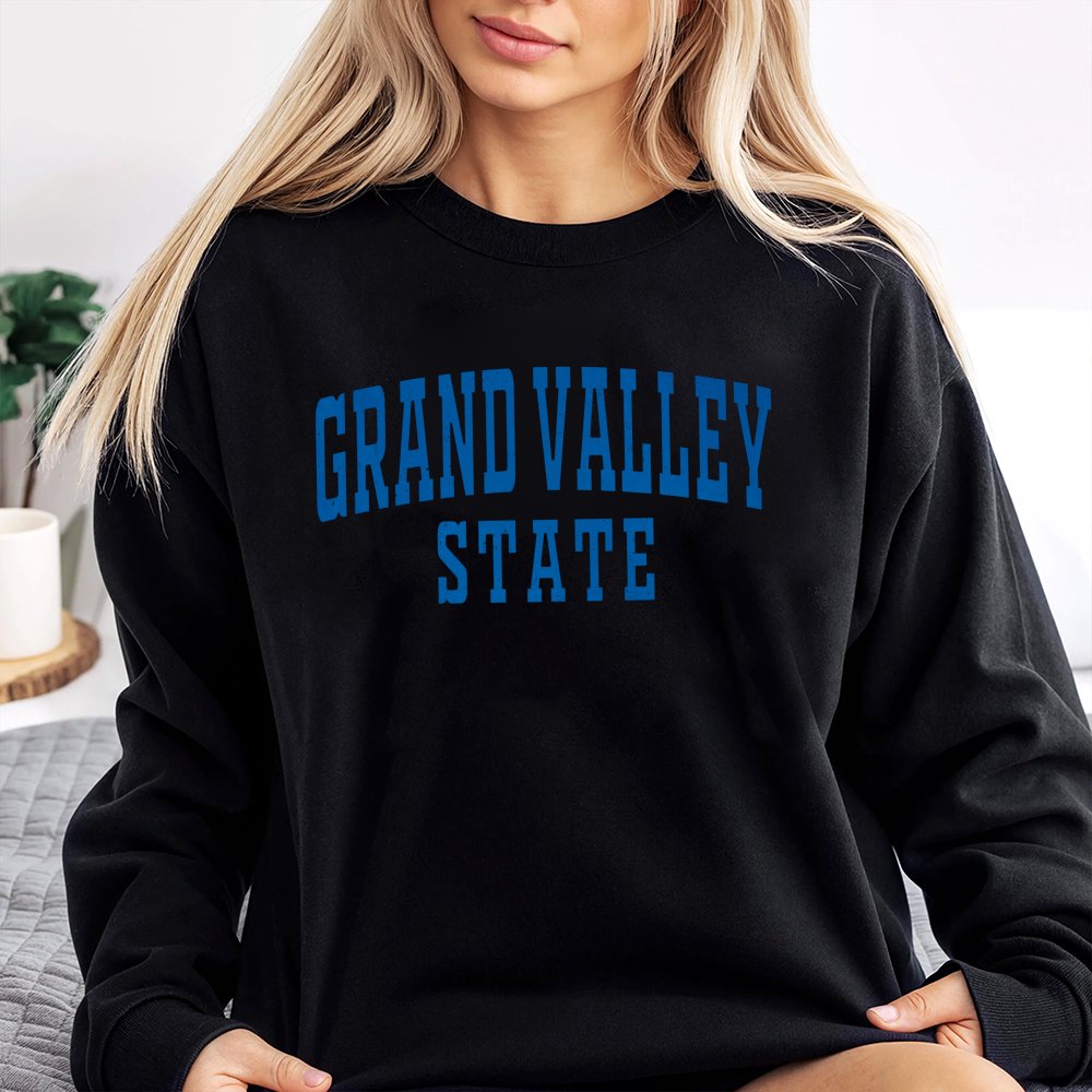 Grand Valley State University Sweatshirt | Collegiate Varsity Lettering | Cotton Poly Blend | Unisex Crewneck Gift for Studen