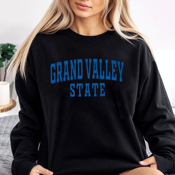 Grand Valley State University Sweatshirt | Collegiate Varsity Lettering | Cotton Poly Blend | Unisex Crewneck Gift for Studen