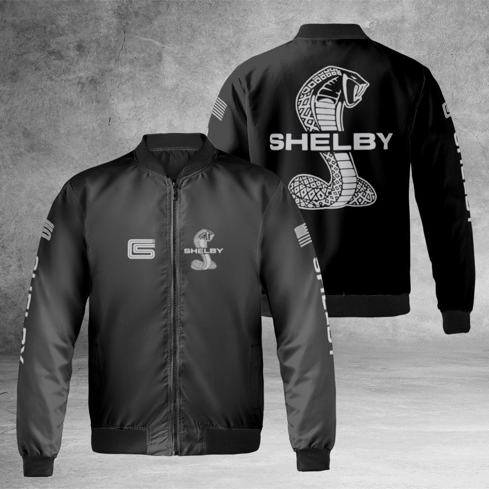 Shelby Cobra Bomber Jacket | Classic Muscle Car Graphic Design | Premium Nylon Windbreaker | Gift for Auto Enthusiasts & Moto