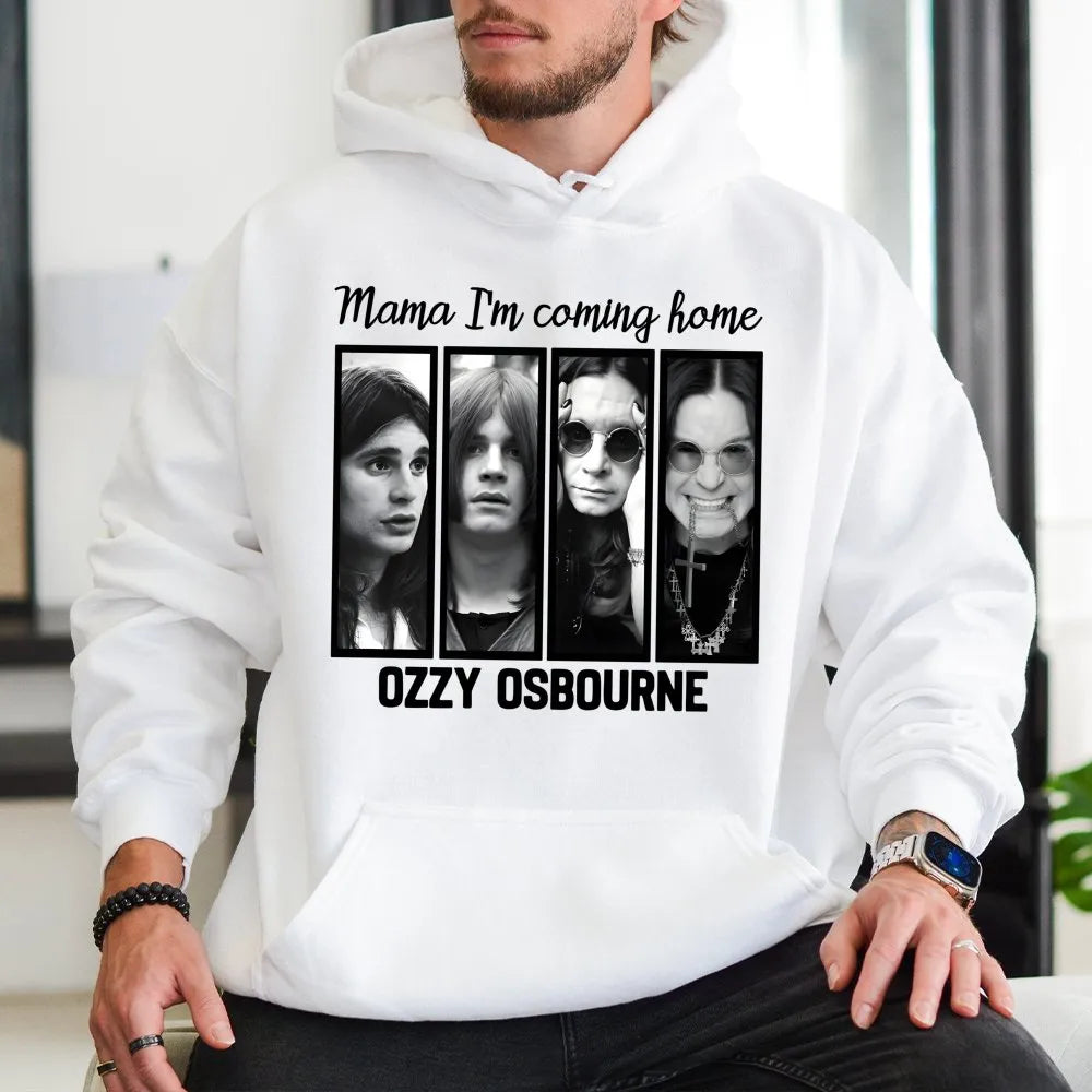 Ozzy Osbourne Hoodie | Mama I'm Coming Home Graphic Print | Premium Cotton-Blend Fleece | Rock Music Fan Gift | Unisex Vintag