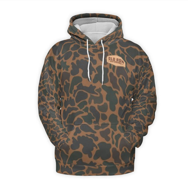 Camo Deer Hunting Hoodie | All-Over Print Outdoors Graphic | Premium Brushed Fleece Pullover | Unisex Wildlife Gift for Hunte