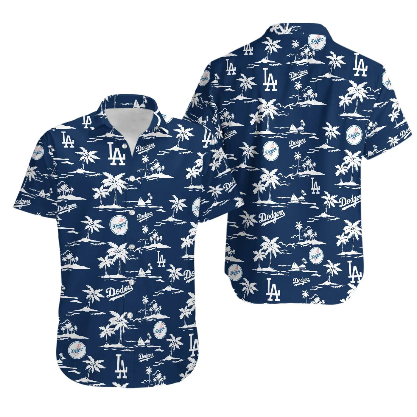 Los Angeles Dodgers Hawaiian Shirt | Tropical Palms Baseball Print | Premium Summer Aloha Apparel | Official MLB Team Fan Gif